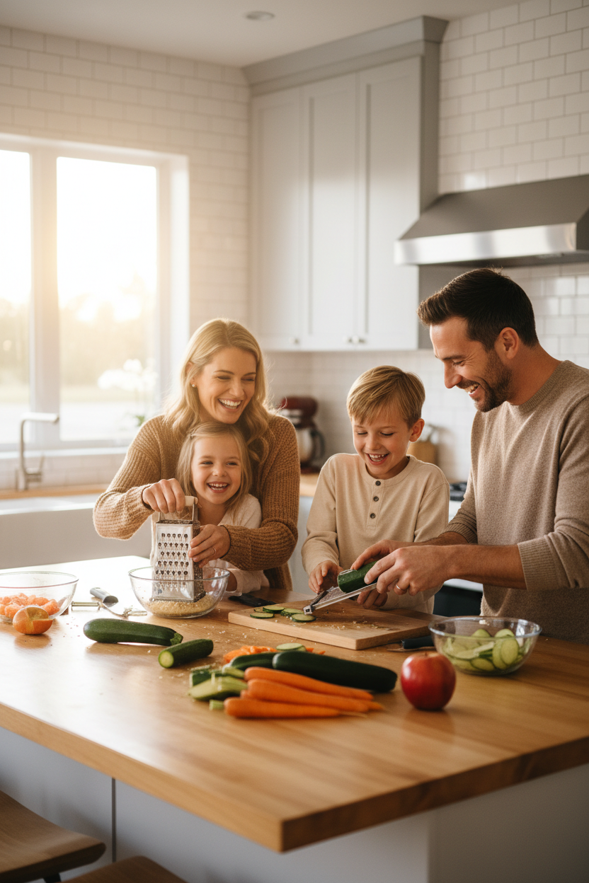 Famille joyeuse cuisinant ensemble