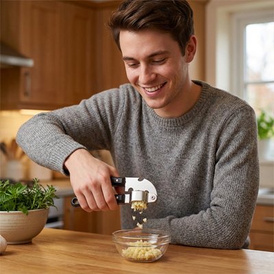 Presse ail - presse à ail en acier inoxydable noir 